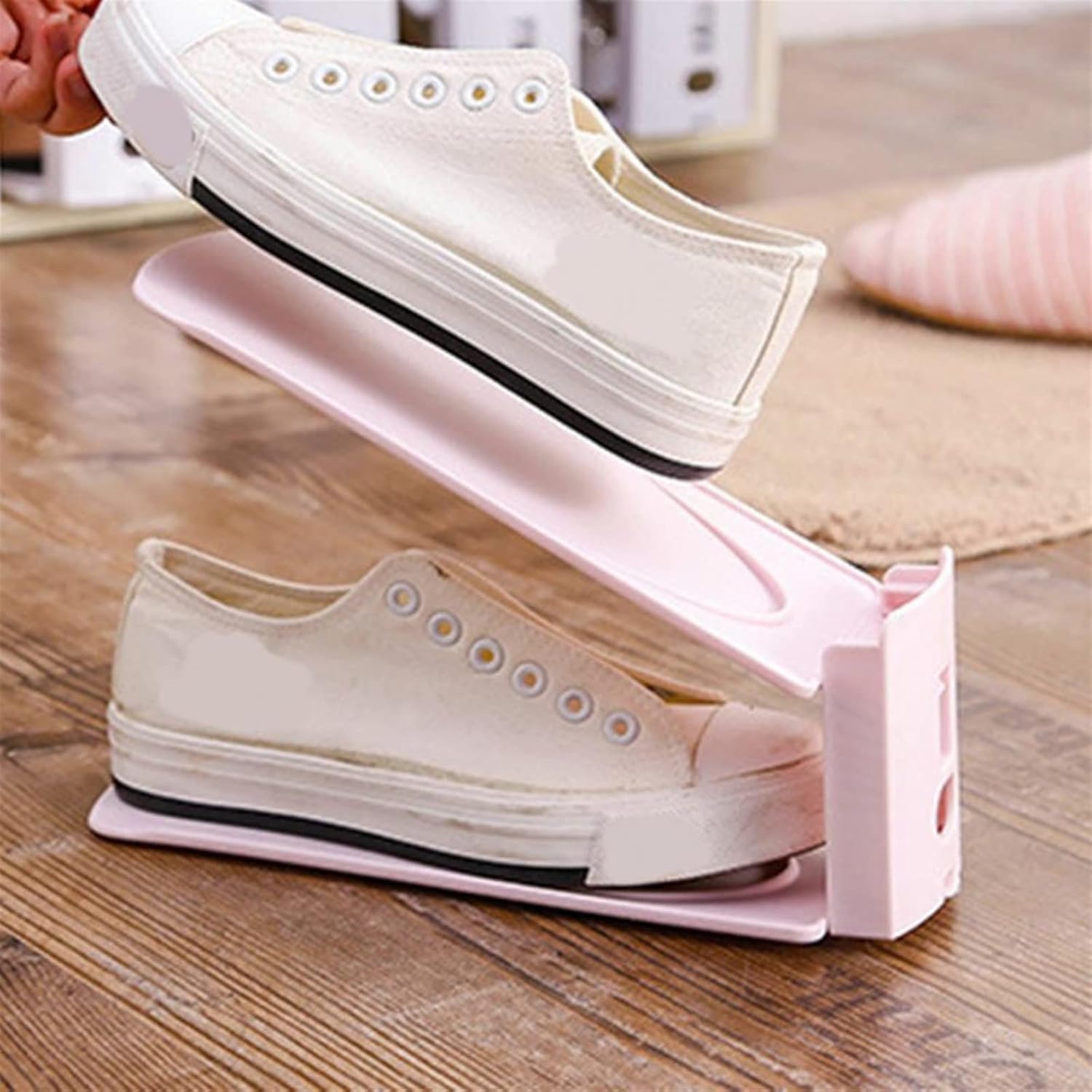 Shoe Slots, 6pcs Shoe Holder Convenient Anti-deform Wide Application Universal Burr Free Rack(Pink)