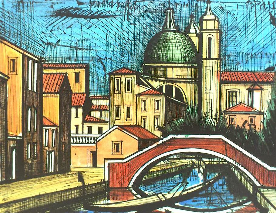 Amazon.co.jp: 絵画 ビュッフェ オグニサンティ運河 シルクスクリーン