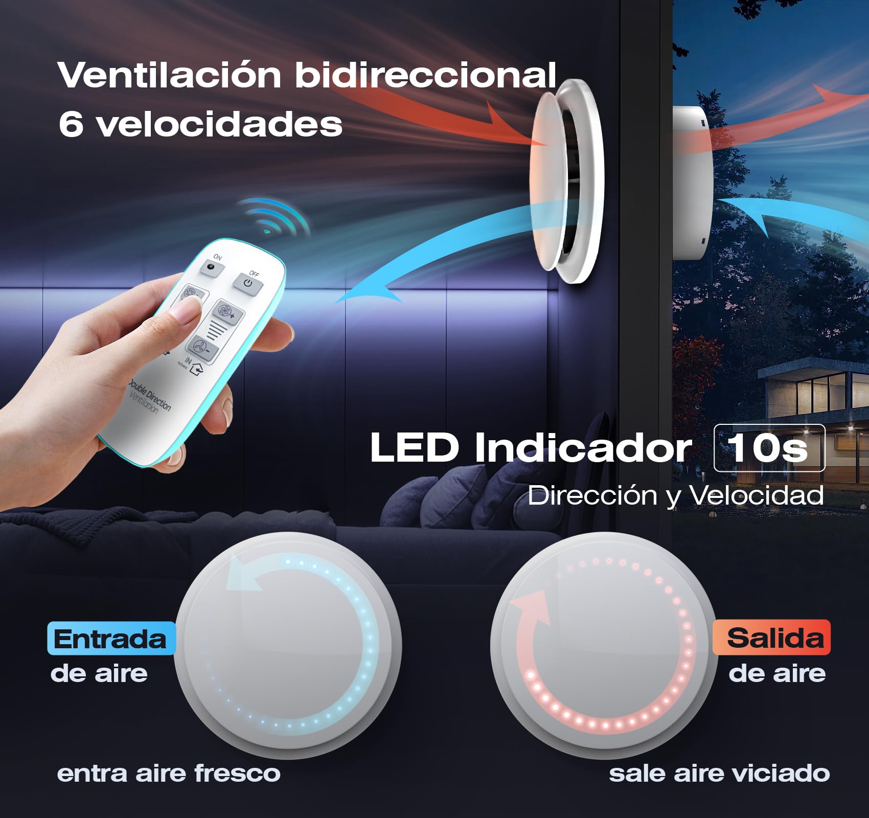 Extractor de Baño 150 mm Reversible, 6 Velocidades, Indicador Luminoso, Extractor de Aire con Mando a Distancia, Memoria Inteligente, IPX4, Silencioso Ventilador Baño WC Garaje Sótano