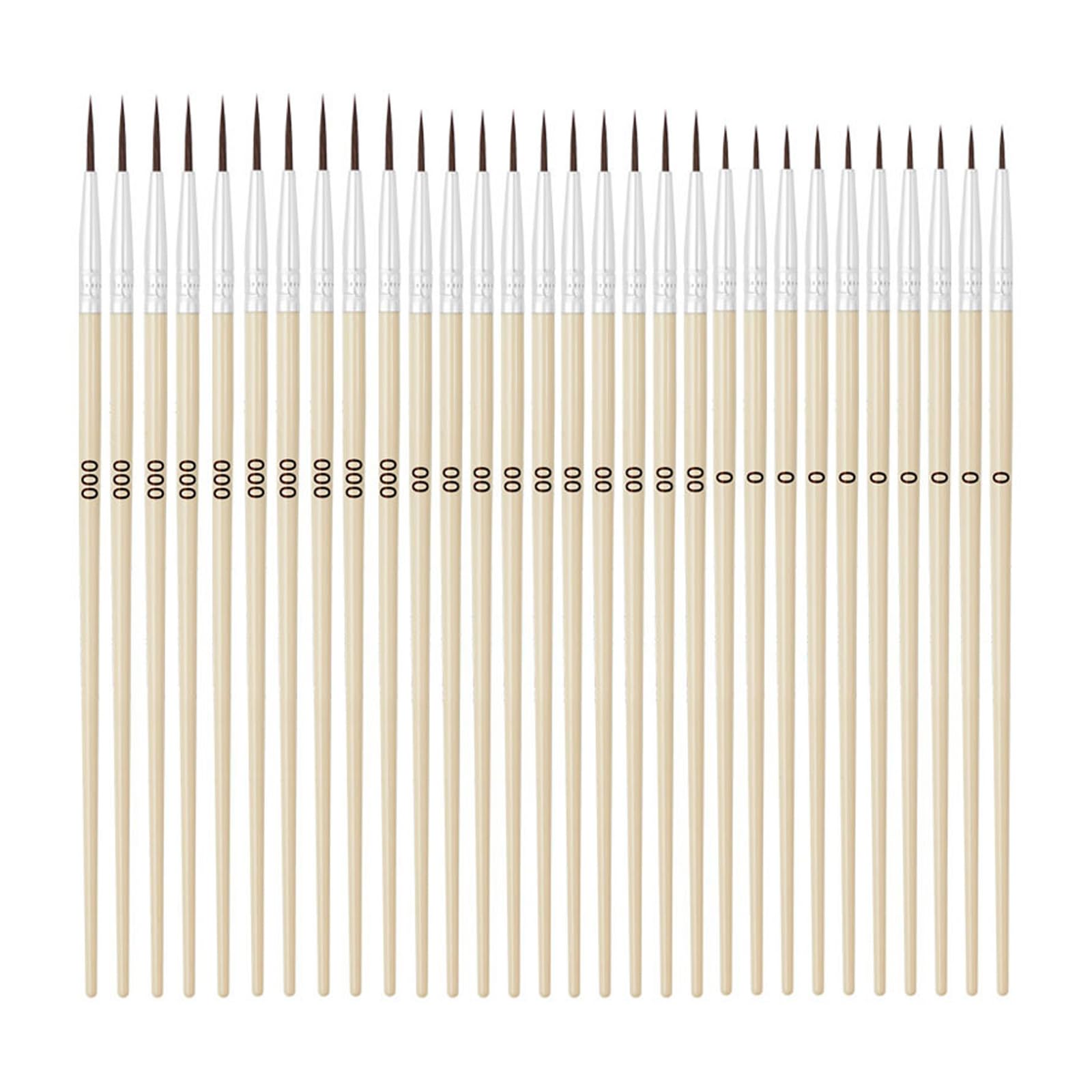 30Pcs Wooden Handle Fine Detail Paint Brush for Artist Beginner Miniature Acrylic Watercolor Gouache Oil Face Painting Nylon Brushes