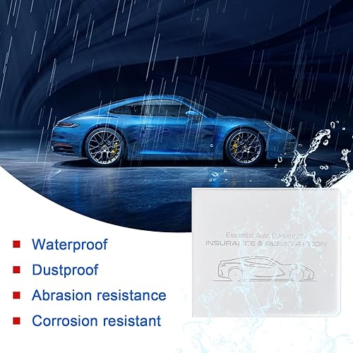 Miniatura 4 de Ziciner Soporte para seguro de registro de automóvil, paquete de 2 organizadores esenciales para documentos de tarjetas de automóvil con cierre de