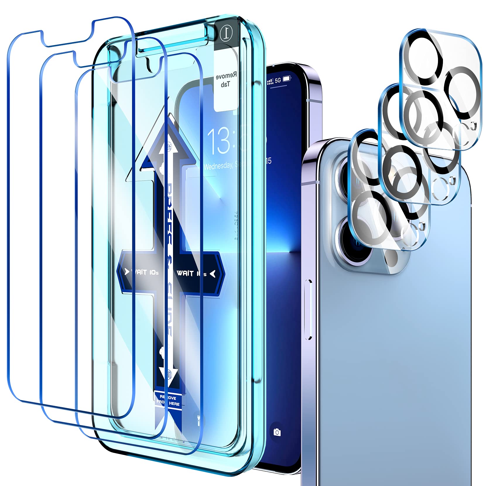 LK3+2 Pack for iPhone 13 Pro Screen Protector 6.1 inch, Tempered Glass for iPhone 13 Pro glass screen protector + 2 Pack Camera Lens Protector, [Case Friendly] [9H Hardness] [Bubble Free] [HD Clear]Global Recycled StandardGlobal Recycled StandardGlobal Recycled Standard