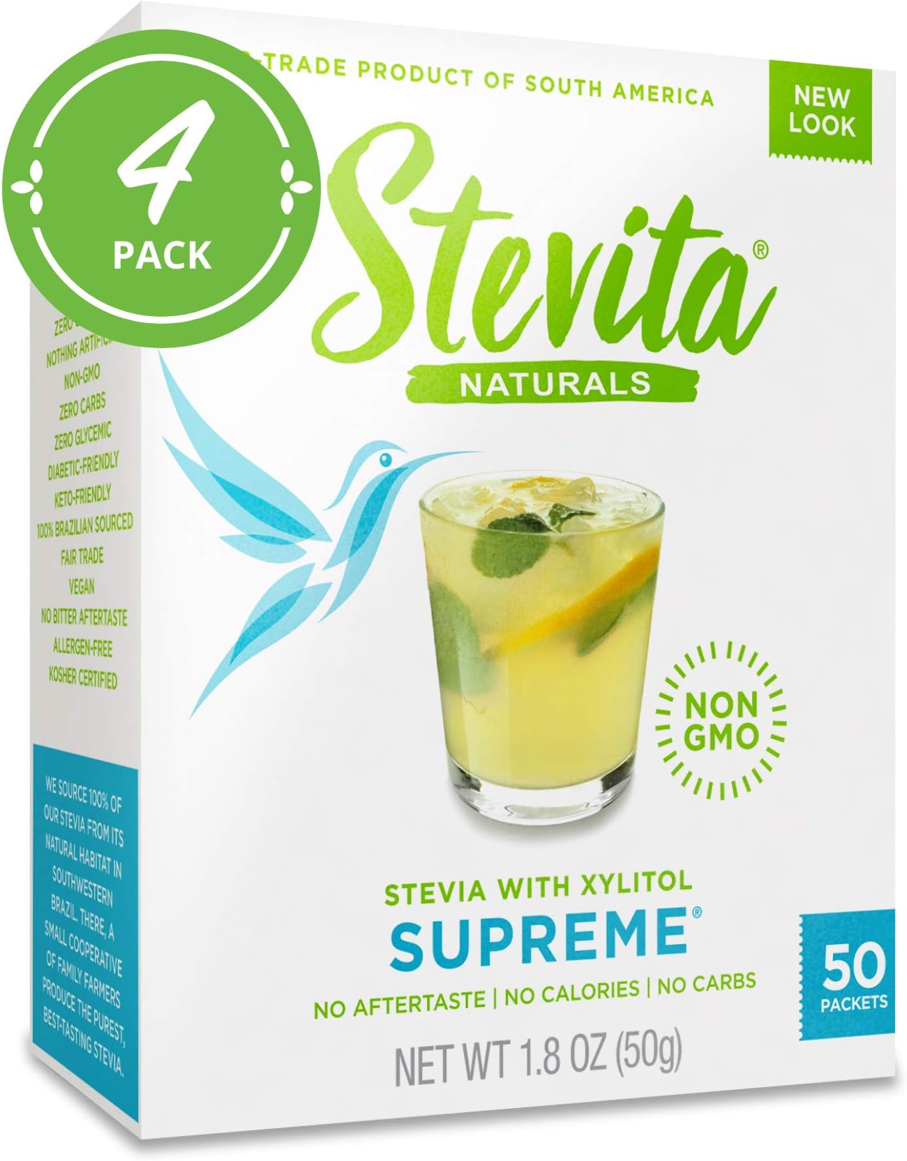 Stevita Stevia with Xylitol Supreme 50 Packets, Pack of