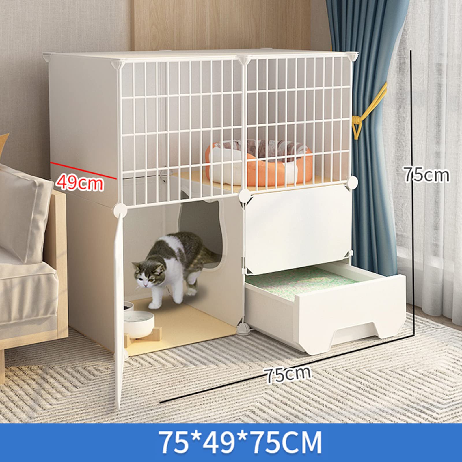 2段式ペットゲージ（猫犬可能） Amazon.co.jp: 2段式猫ケージ 屋内用 トイレ付き ポータブル猫ケージ