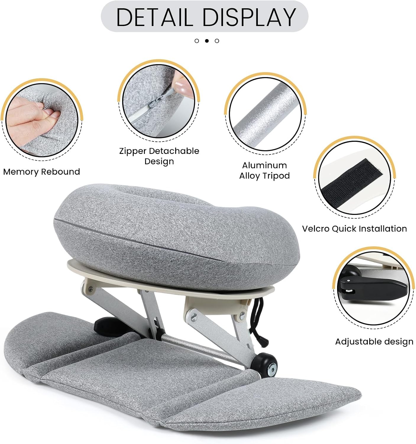TRENDBOX Massage Table Face Cradle，Memory Foam Pillow，Adjustable Multi-Functional Memory Foam Massage Pillow for Office, Travel Sleep， Practical and Portable - New Choice for Lunch Break - Light Gray