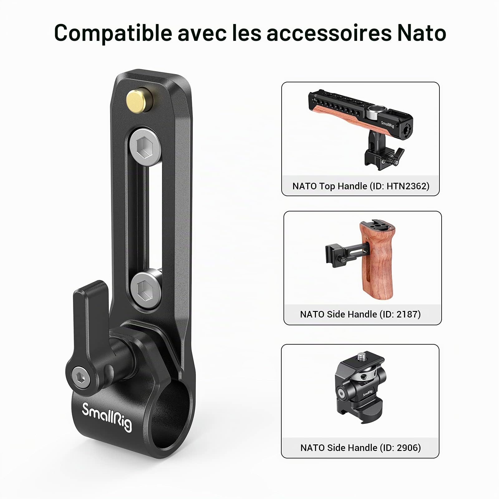 SMALLRIG Universel 15 mm Rod Clamp avec Rail NATO - 3011