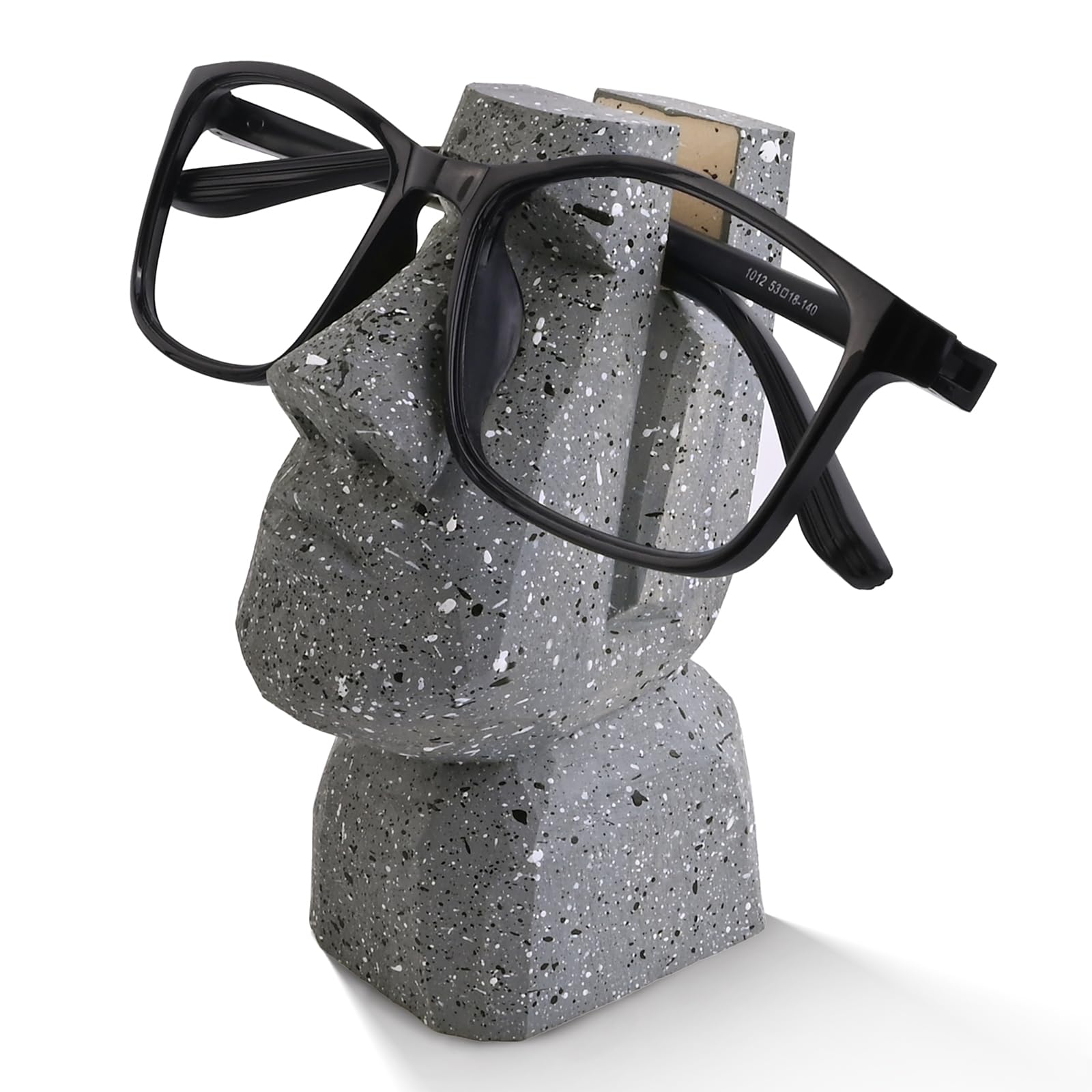 VIPbuy Handmade Wooden Carved Glasses Holder Stand , Easter Island Moai Head Statue Eyeglass Holder Rack for Nightstand Home Office Desk Decor Gift