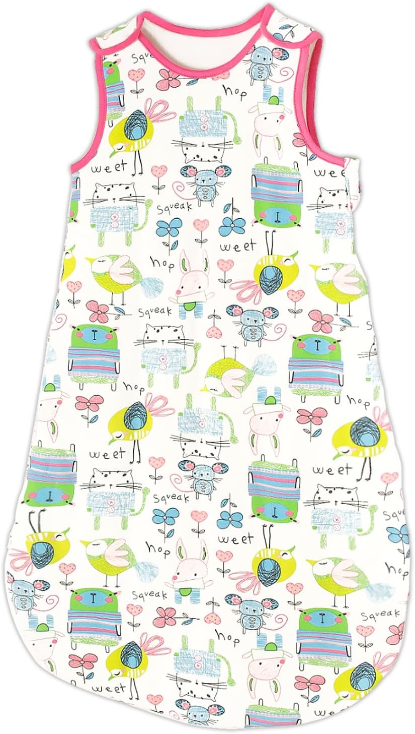 Baby Sleep Sack 1.5 Tog 100% Cotton Wearable Blanket, Ultra Soft & Breathable for Baby, 2-Way Zipper All-Season Infant Toddler Sleeping Bag, 0-6 Months (Size S) for Girls and Boys