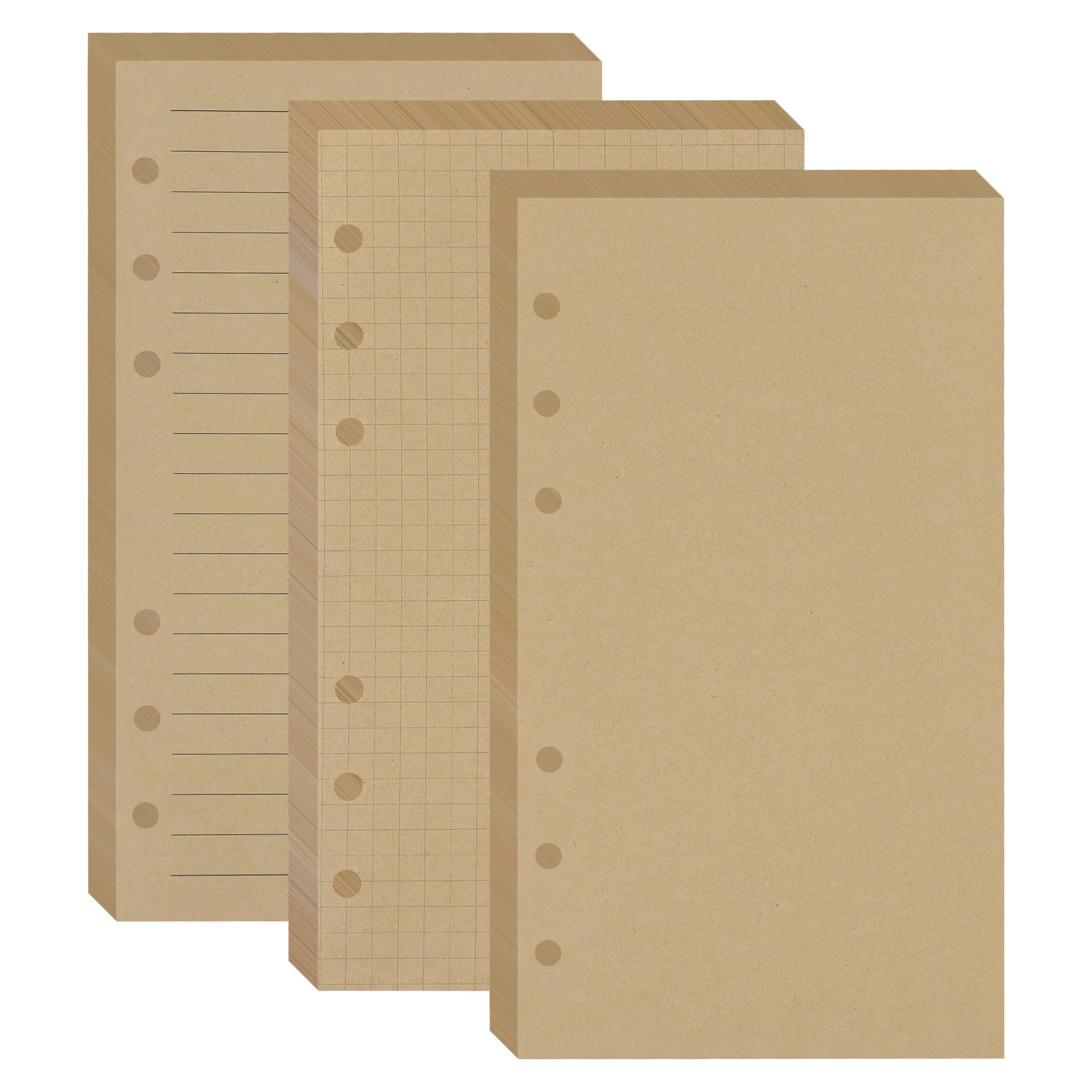 Koqye Personal Size Binder Inserts, 6-Hole Kraft Refills, 240 Sheets