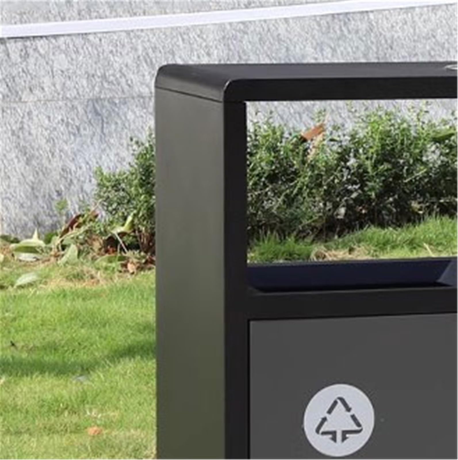 Papelera de Reciclaje Contenedor de Basura de Metal de Calle con Bote de Basura de Doble Caja
