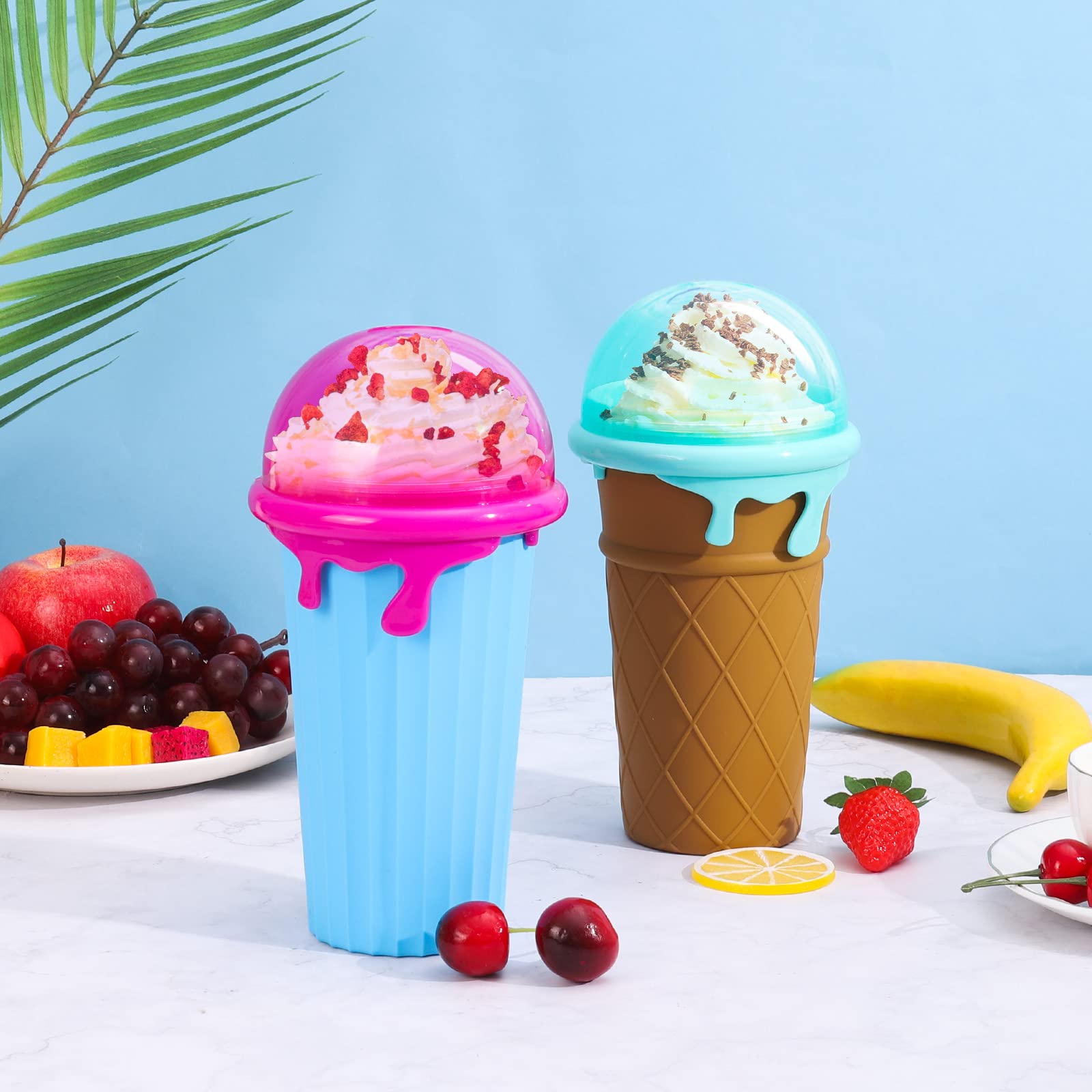 Slushy Maker, 500ML Slushymaker Mug di Silicone, Quick Slushy Cup, Slush Ice Maker per DIY Homemade Milk Shake Ice Cream, Marrone