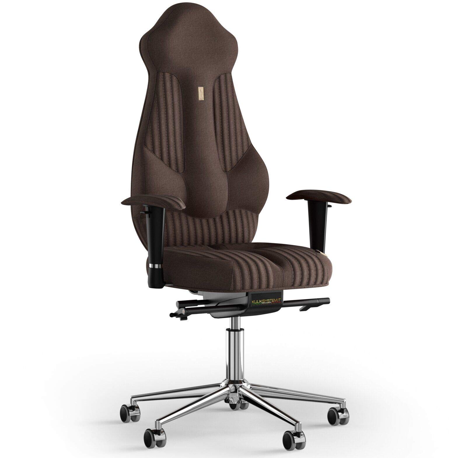 KULIK SYSTEMErgonomic Office Desk Chair - Comfort & Adjustable Chair w/Back Lumbar & Spine Support system for long hours Work |Patented Back Relief Design| IMPERIAL Azure - Brown Fashion Texture
