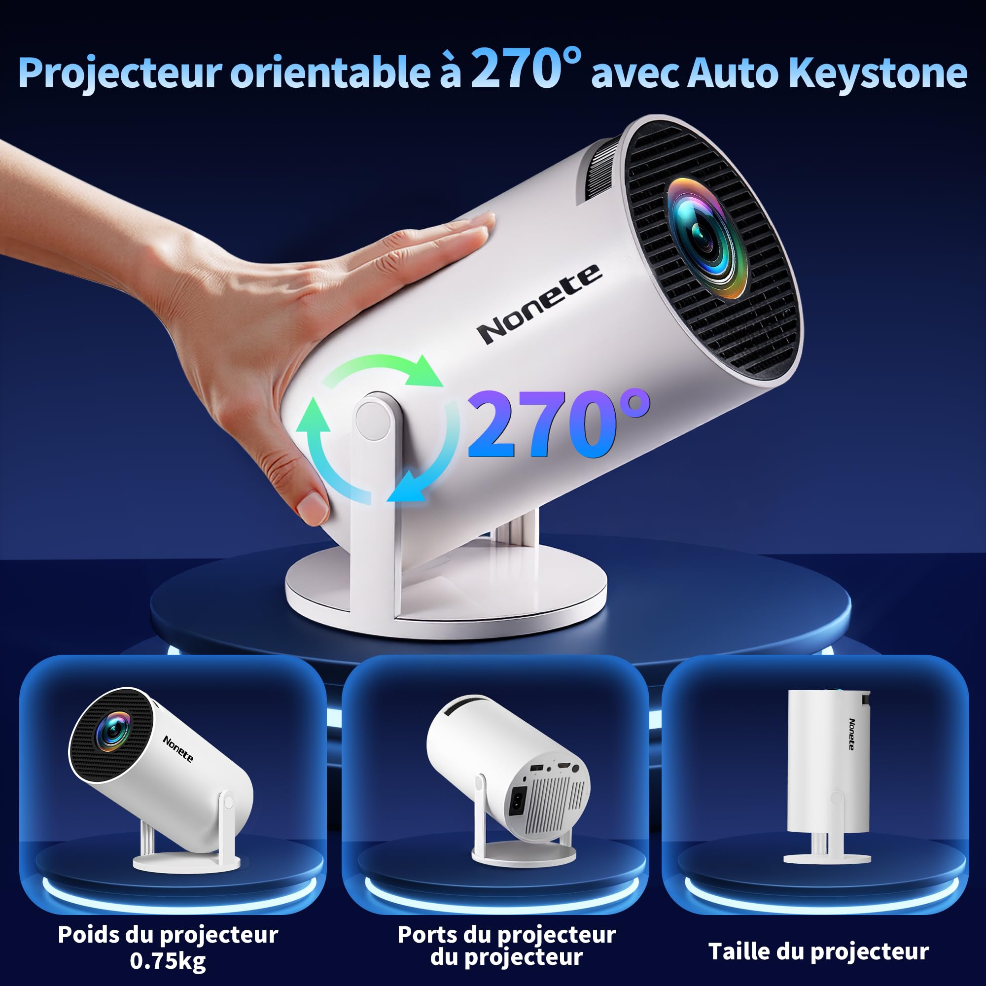 Nonete Vidéoprojecteur 1080P FHD Mini Projecteur Video 4K avec WiFi 6 BT5.2 Android TV – Bild 5