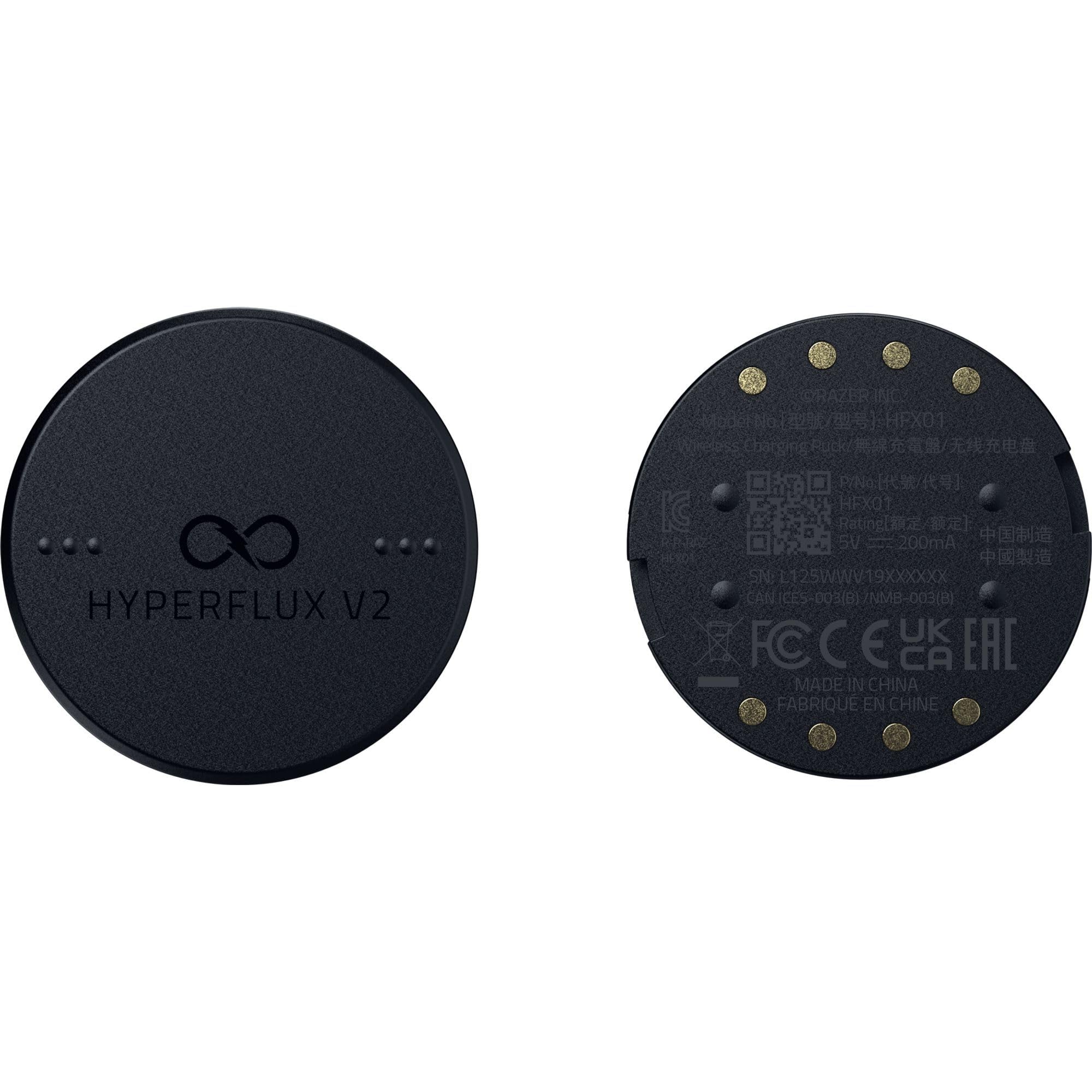 Razer HyperFlux V2 - Tappetino per mouse con ricarica wireless per mouse da gioco - tappetino per mouse da gioco e disco di ricarica (indicatore di ricarica a LED, piedini in gomma antiscivolo) Nero