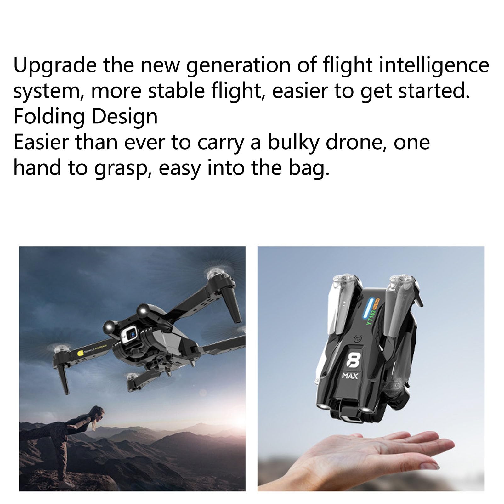 RC Drone LED Light Podwójny Aparat HD 50-krotny Zoom Inteligentne Unikanie Przeszkód Składany Quadkopter z Czujnikiem Grawitacyjnym dla Dorosłych Dzieci Początkujący