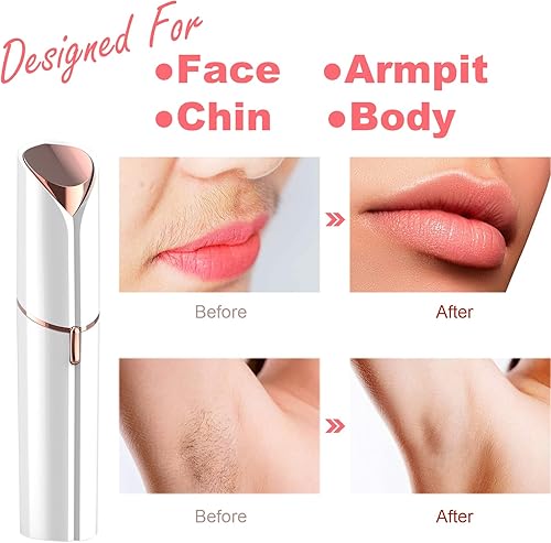 Miniatura 8 de Removedor de vello facial, afeitadora para mujeres, recargable por USB, IPX6, impermeable, para labios, cuerpo, brazos, bigotes, pelusa y barbilla