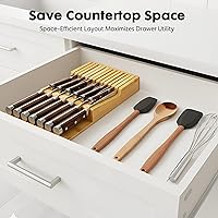 Vista 7 de Bamboo Kitchen Drawer Knife Block, In drawer Knife Holder, Knife Drawer Organizer fit for 13 knives