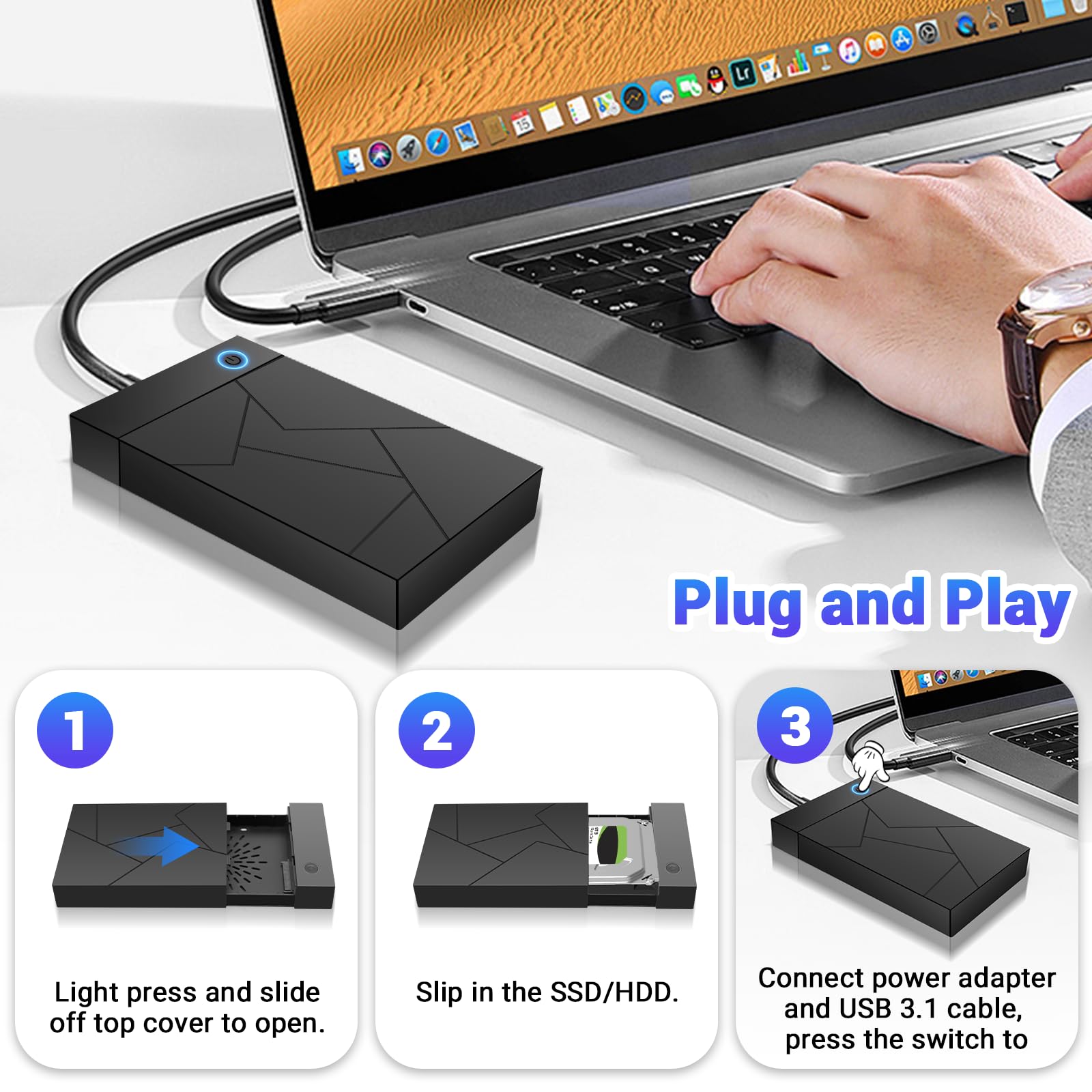 Estación de acoplamiento USB 3.1 para disco duro HDD de 2,5 y 3,5 pulgadas, 6 Gbps, carcasa para disco duro externo UASP, para Windows, Mac, Linux (solo 2,5 pulgadas soporta 6 Gbps)