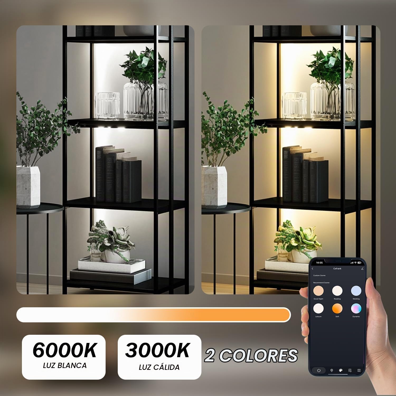 Cefrank – Kit de 4 Barras LED Inteligentes para Bajo Armario, Forma en V de 30 cm, Luz Regulable de 2700K a 6000K, 3W por Barra, con Control por App, Compatible con Alexa y Google Assistant