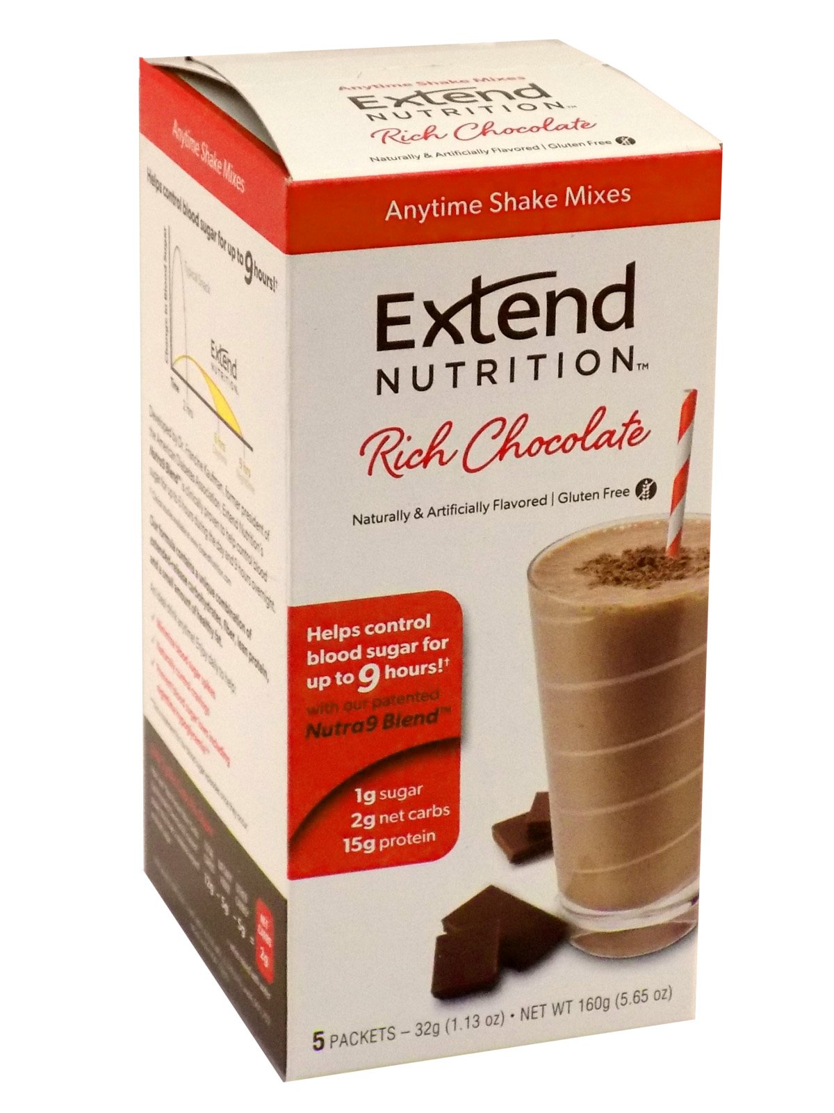 Extend Shake, Rich Chocolate, 5-Count Servings 32g (1.13oz) Packets, Net Wt. 5.65 oz