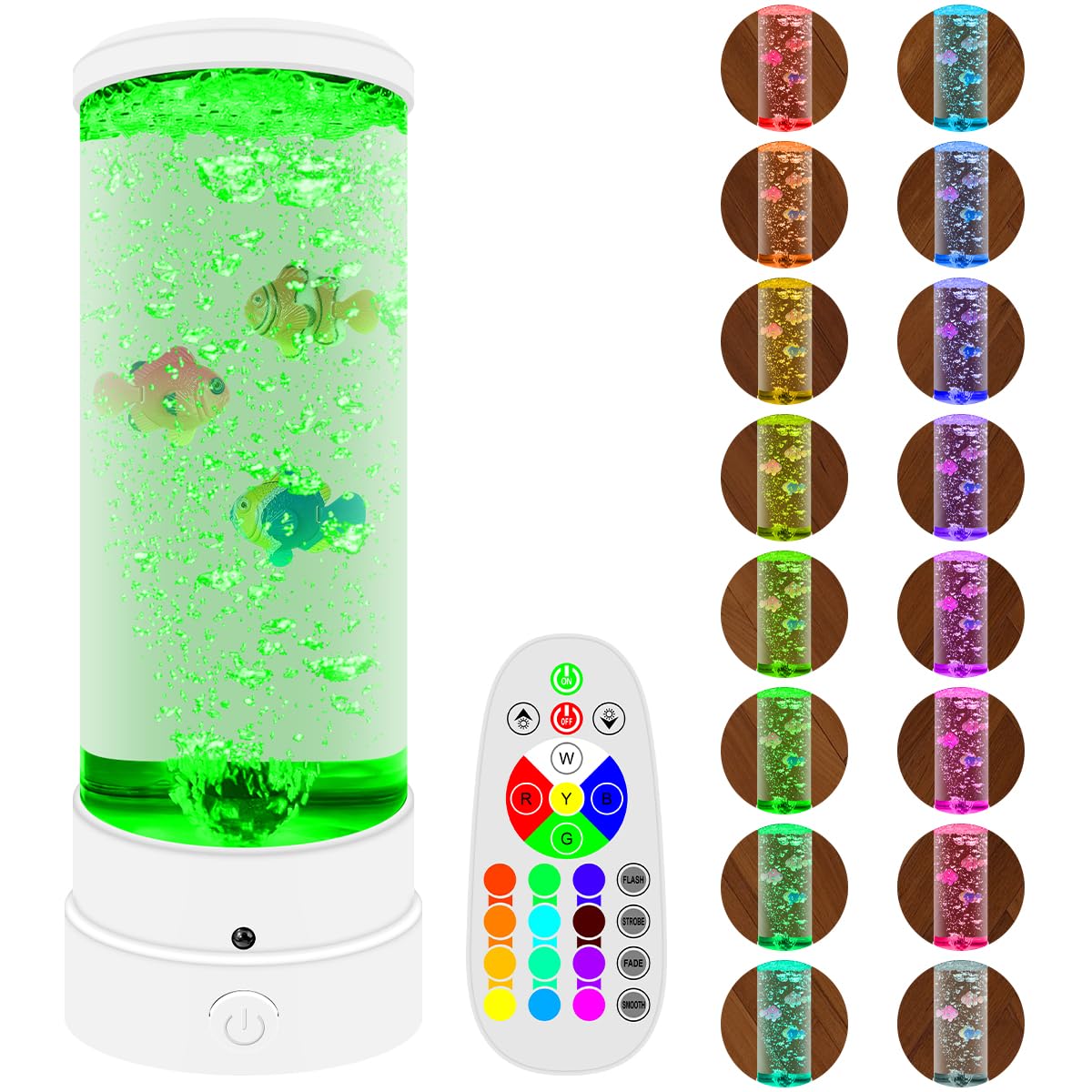 Bubble Fish Lampa LED do akwarium, nastrojowa lampa z pilotem zdalnego sterowania, lampa lawowa z 16 zmieniającymi się kolorami, odpowiednia do biura, domu, prezenty dla dzieci lub audlts