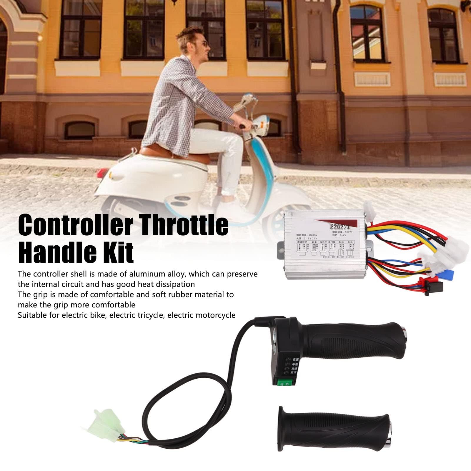 Alomejor Scooter Elettrico 36V 500W Controller Motore a Spazzole con Kit Maniglia Acceleratore Parte Sostitutiva