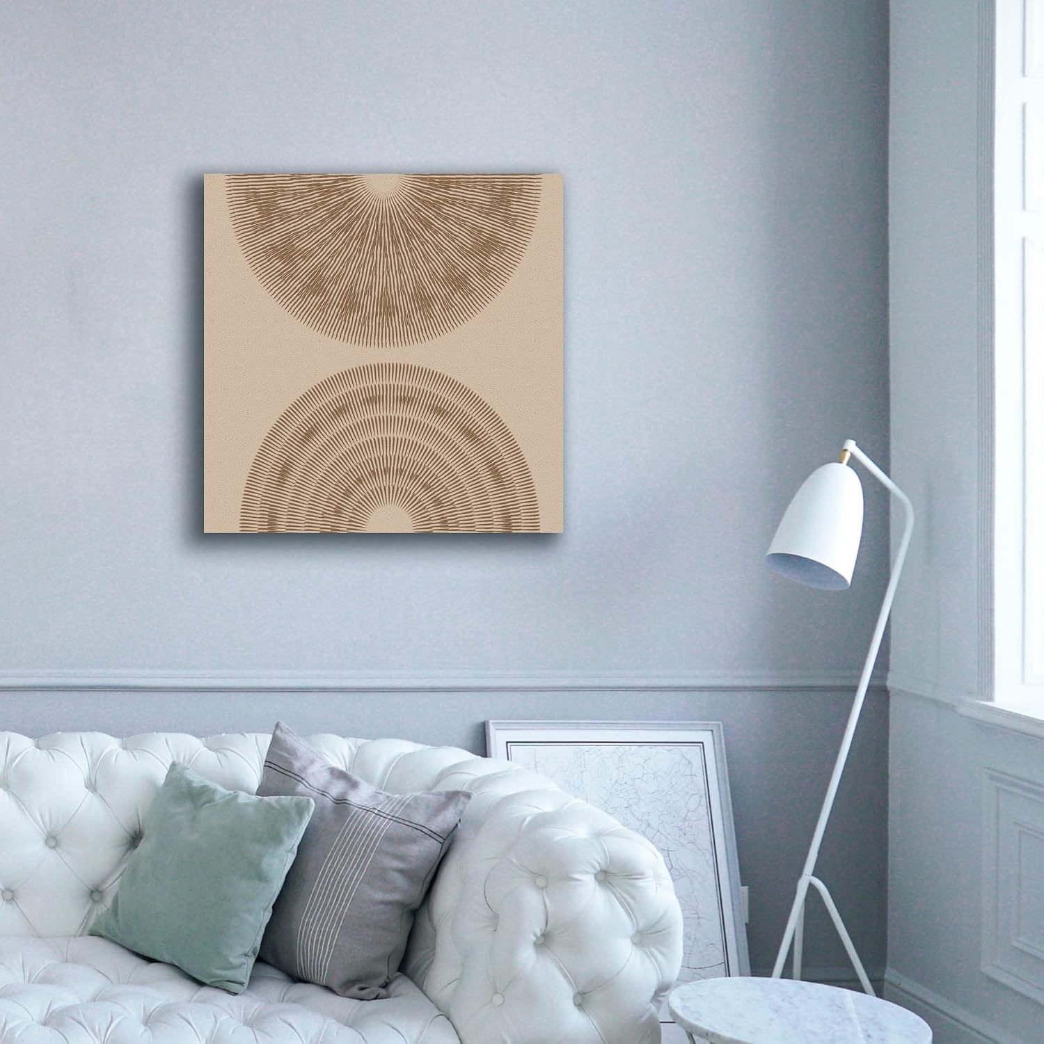 Epic Graffiti 'Beige And Brown 2 Big Abstractred Woven Circles' by Sabrina Balbuena, Canvas Wall Art, 37"x37"