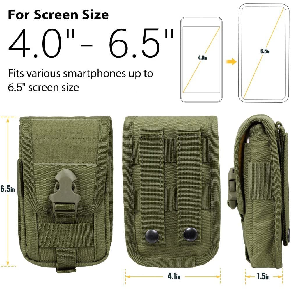 WYNEX Tactical Phone Pouch Molle, Smartphone Holster Bag EDC Utility Cellphone Lock Card Holder Organizer Fit for Waist Belt Case avec clip tactique