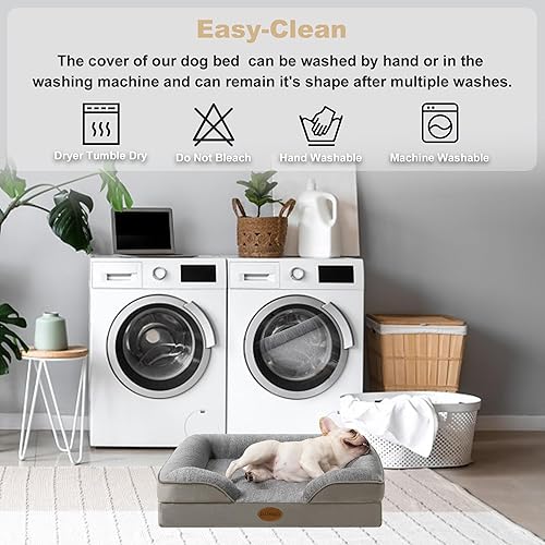 Miniatura 8 de Cama para mascotas para perros y gatos grandes, sofá cama ortopédica impermeable para perros, sofá cama de espuma de apoyo para mascotas con funda