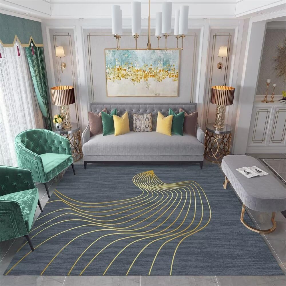 Tapis de couloir bleu 120x160cm confortable pour maison moderne