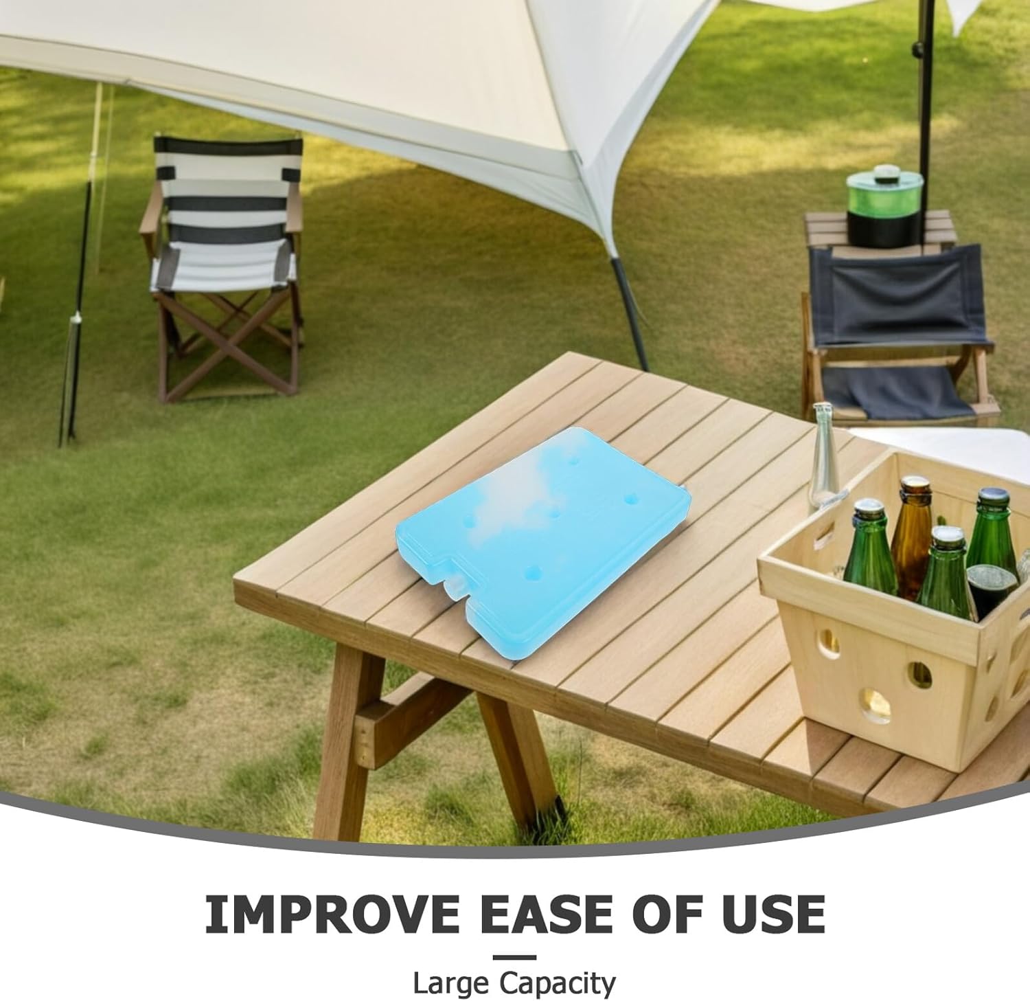 Cabilock 3pcs Blue Ice Cooler Packs 605ml Reusable Freezer Blocks for Food Storage and Fresh Keeping, Large Capacity Ice Crystal Packs for Camping, Picnic, and Outdoor Cooler Use