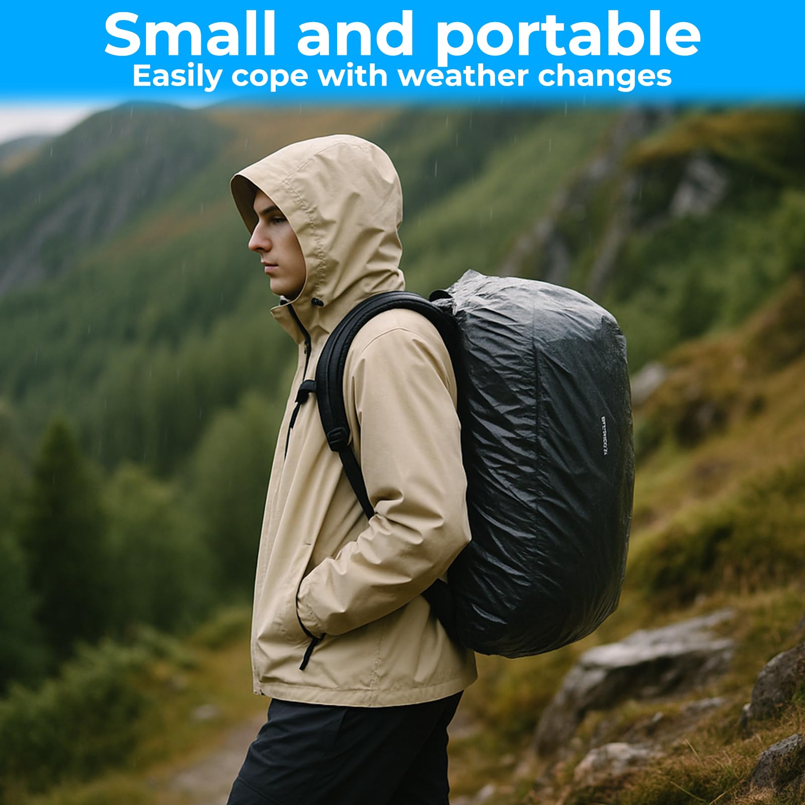 10 PCS Portable Elastic Waterproof Backpack Covers, 41L-50L Large Size Disposable Backpack Rain Cover Waterproof Outdoor Backpacks Pack Covers Protector Rain Cover for Camping Hiking Cycling Emergency : Sports &