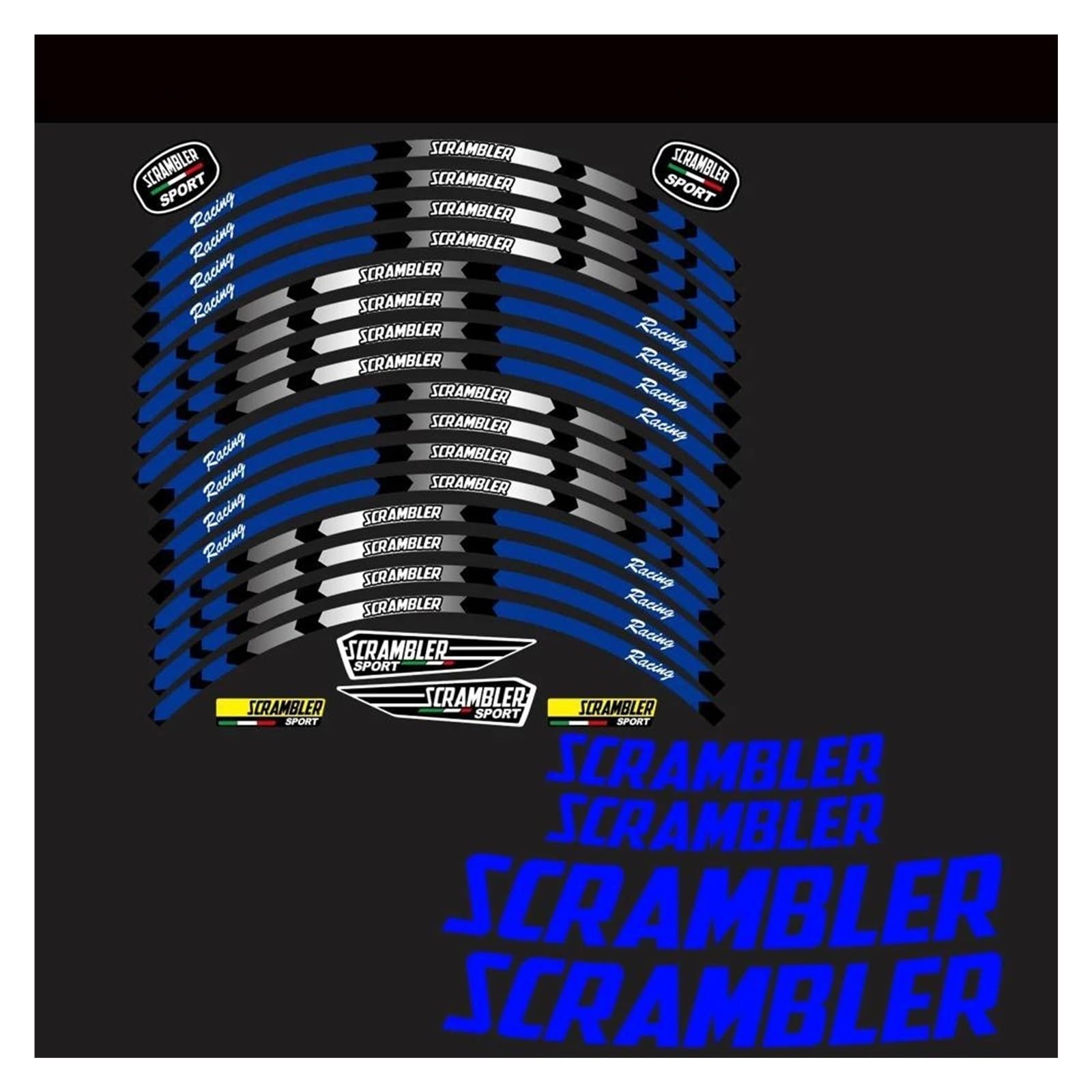 Motorcycle Wheel Stickers Reflective Decals Rims for Ducati for Scrambler 400 800 1100(Style 3)