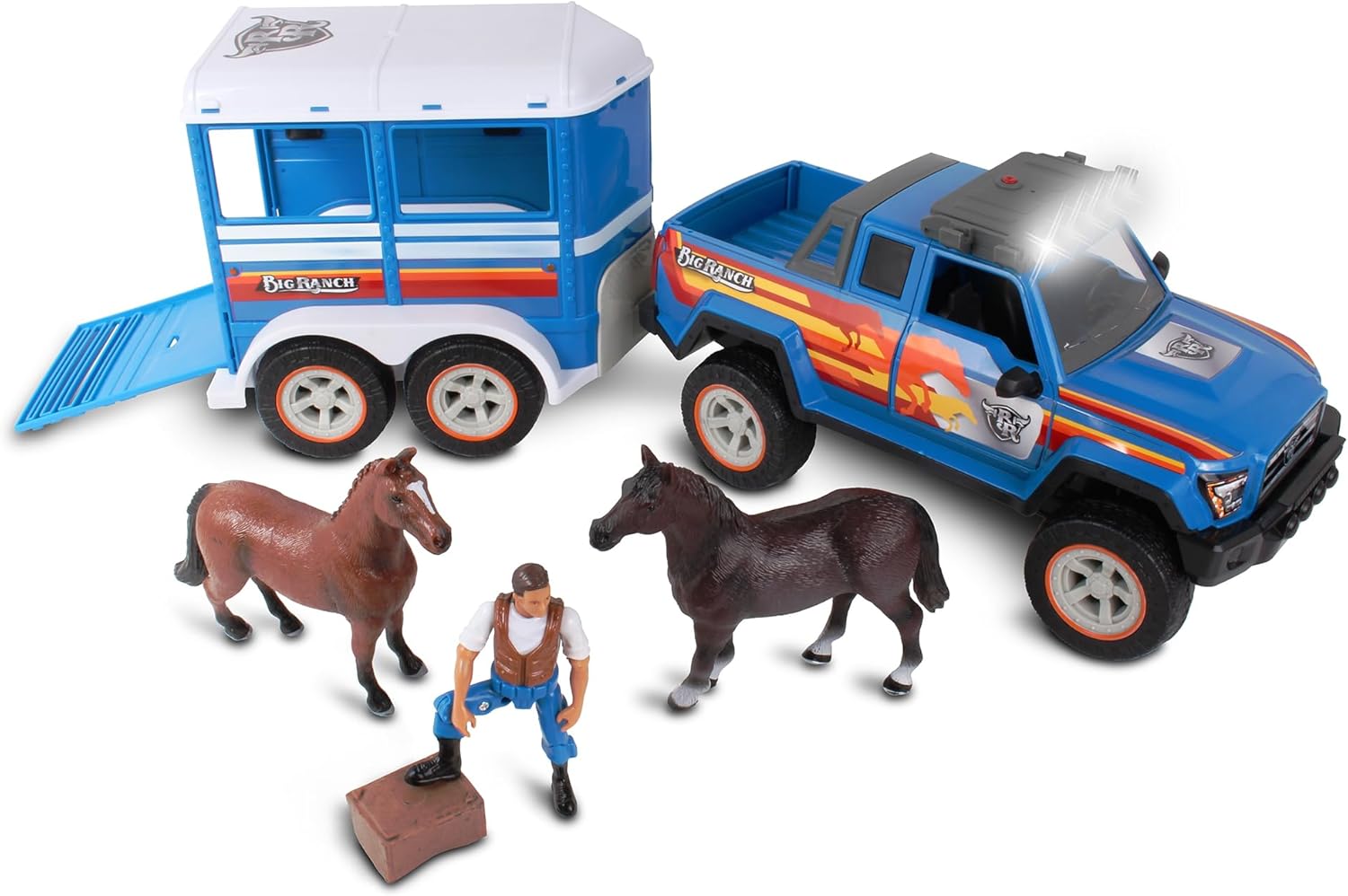 BigRanch 8pc Truck with Horse Trailer