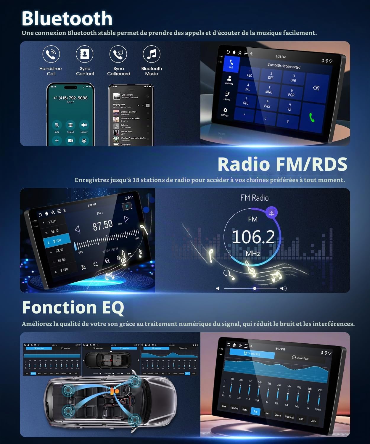 4GB+128GB Motorsi Autoradio pour Fiat DOBLO YENI KASA 2015 avec Carplay Android Auto Navigation, Incell Écran Tactile 9" Bluetooth WiFi EQ FM/RDS Radio SWC Canbus Écran partagé + Caméra de Recul