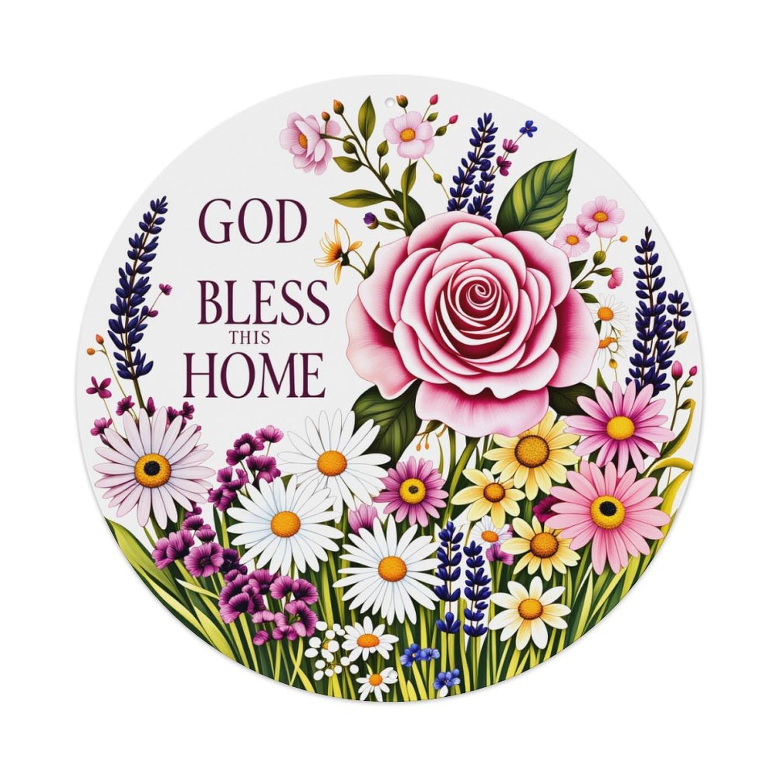 Floral Arrangement With Rose And Daisies Round Tin Sign Vintage Style Metal Sign Home Bar Garden Wall Plaque Decor Metal Poster 8x8 Inch