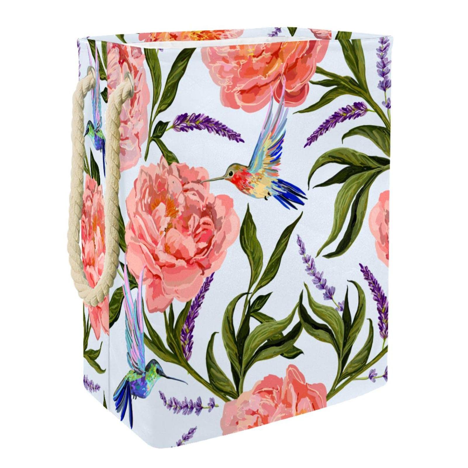 Panier à linge colibri personnalisé avec poignées pour rangement chambre