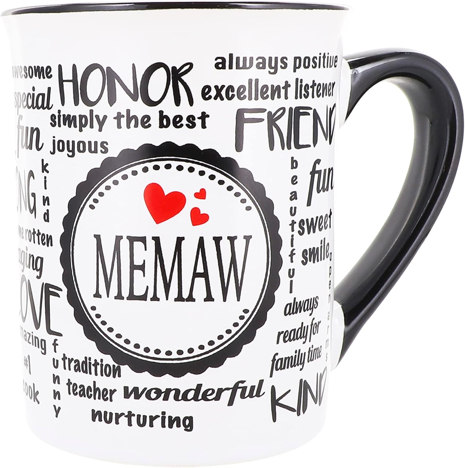 Cottage Creek Memaw Mug, 16 oz Black and White Gift Boxed Ceramic Grandma Coffee Cup, Cute Tea Mug and Coffee Mugs for Grandma and Nana, Fun Baby Shower Gifts for Grandparents
