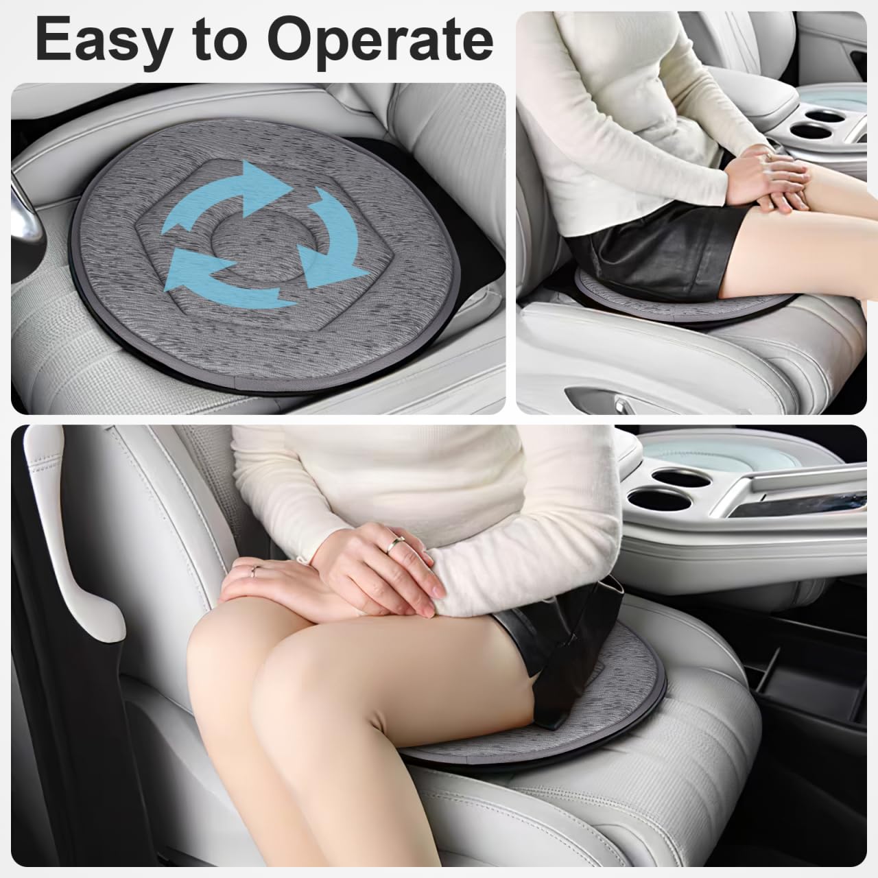 Cabilock Cuscino girevole girevole per seggiolino auto, portatile, per una facile mobilità, per casa, ufficio, design antiscivolo per sedersi comodamente per anziani donne incinte