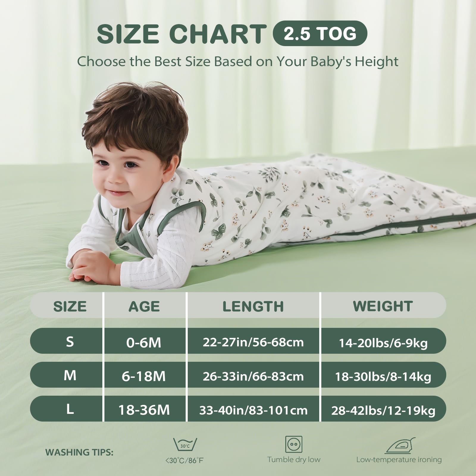 Mosebears Sacco nanna invernale per bambini 2,5 tog,Sacco Nanna Neonato in fibra di bambù, morbidissimo e caldo(6-18 mesi)