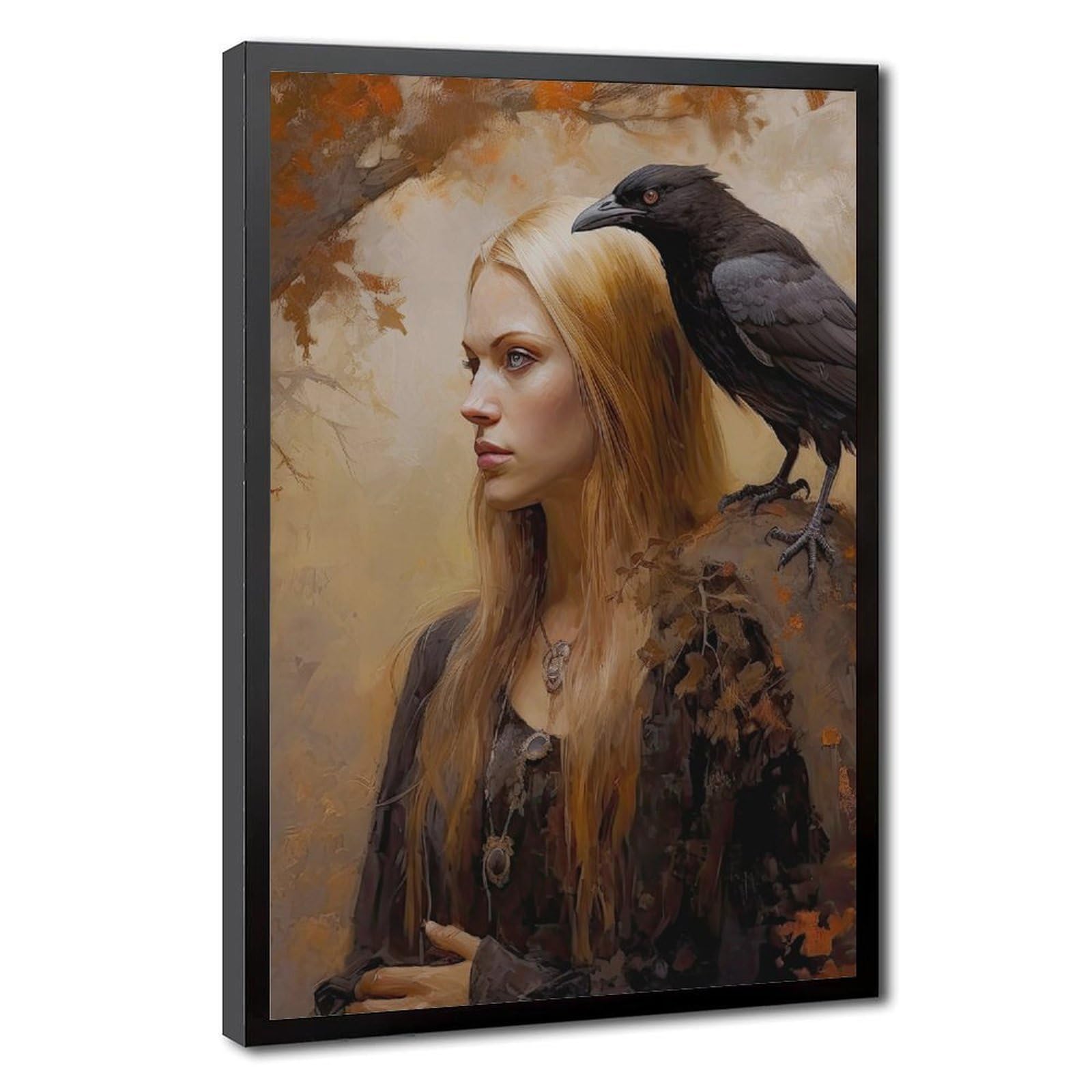 Bareronor Moody Witch And Raven Canvas Poster Bedroom Decor Landscape Office Room Decor Gift 24" L X 36" W