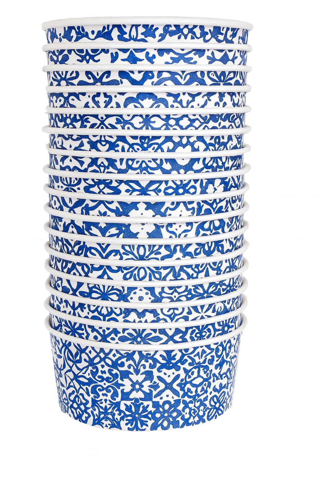 Terryshop74 Ensaladera mayólica 1000 ml con tapas – 25 cuencos de papel decorado + 25 tapas transparentes – Recipientes grandes para poké, ensaladas y platos calientes