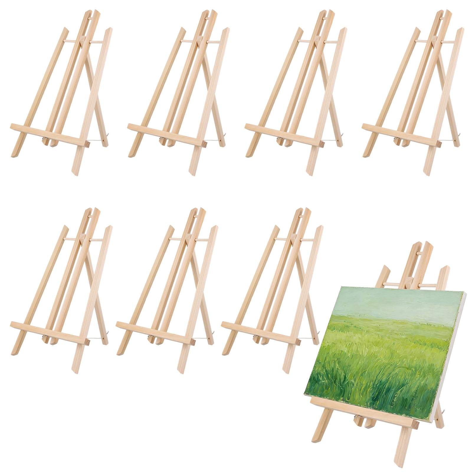 MUKLEI 8 Pack 40cm Wood Display Easels, Wooden Tabletop Easel, Pine Wood Easel Adjustable Easel Stand Tripods Foldable Painting Easel for Arts Crafts, Displaying Frames