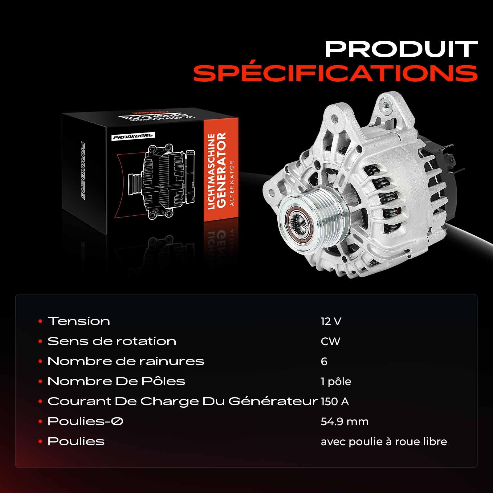 Frankberg Alternateur Compatible avec M.e.g.a.n.e CC EZ0/1 1.5L 2010-2016