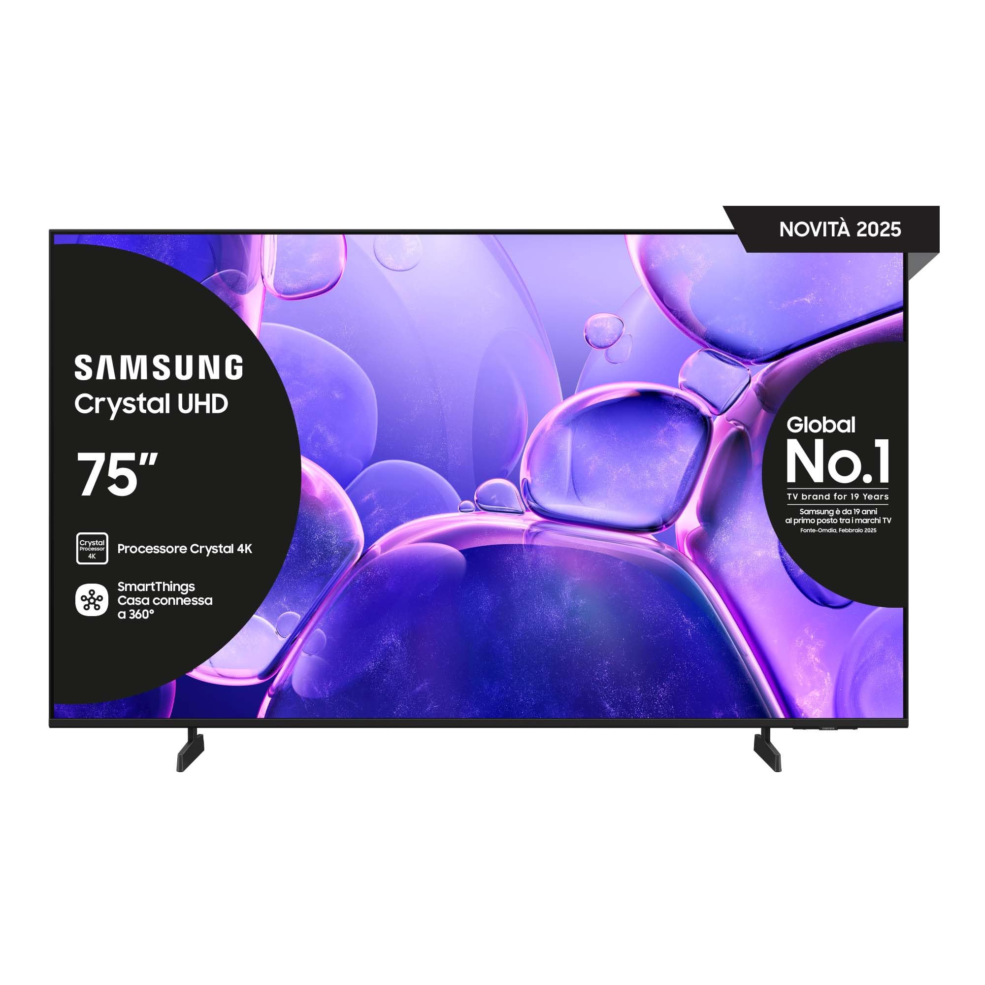 Samsung Crystal UHD 4K Smart TV 75'' UE75U8090FUXZT, Crystal 4K Processor, HDR, Smart Experience, OTS Lite & Adaptive Sound, Metal Stream Design, 2025