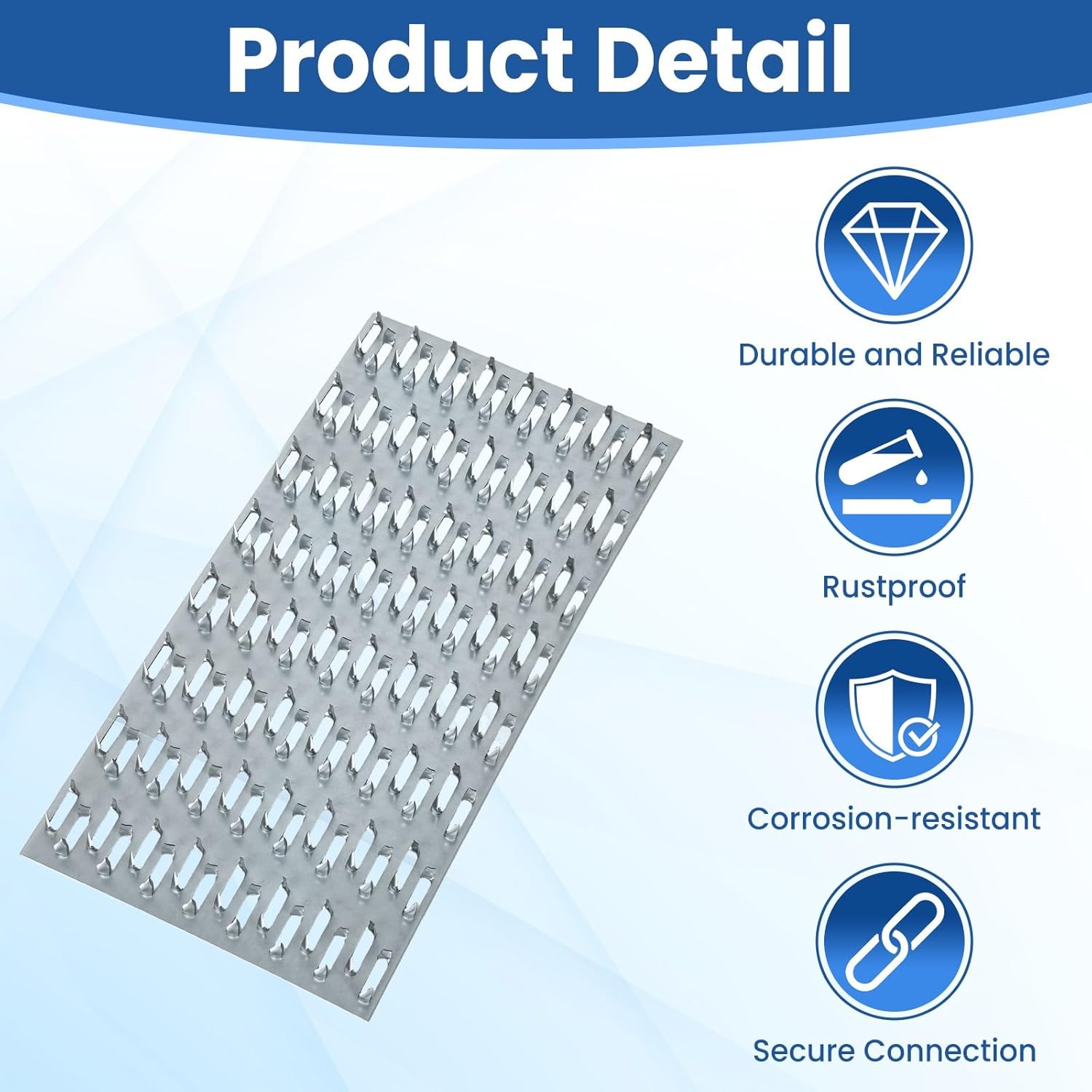 10 Pack Truss Plates, 4" x 8" Pronged Truss Mending Plate with Nail Teeth, Galvanized Steel Repair Tie Plate Bracket for Roofting Truss Wood Timber Connector