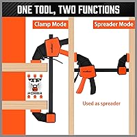 Vista 5 de HORUSDY Abrazaderas de barra de 6 pulgadas para carpintería, paquete de 2 abrazaderas de agarre rápido, abrazadera F resistente y separador