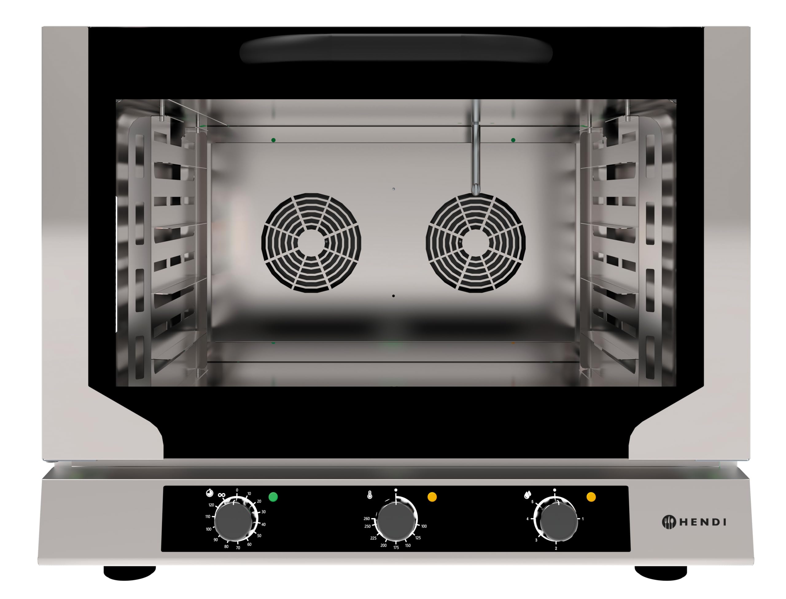 HENDI Kombidämpfer, Control, für 4x 600x400m Bleche, mit 2 reversibler Lüfter, Temperaturbereich: bis 260°C, Heißluft- mit Dampf-Backofen, Dampfgarer, 230V/6400W, 783x755x(H)634mm, Edelstahl