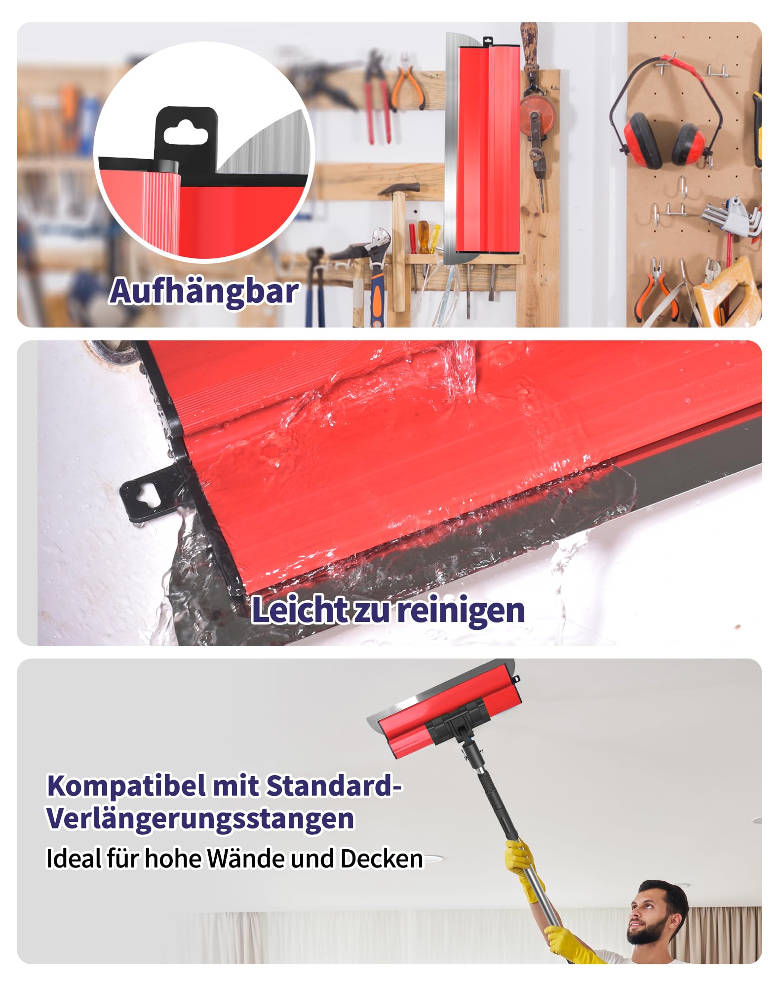 LAOYE Lisseuse Enduit 60cm Spatule Enduit Lissage Couteau à Enduire 600mm Lissage Lame a Lisser Enduit Outil Lissage Parfait Inox pour Plâtrage de Plafond et Mur Bandes à Joint Placo