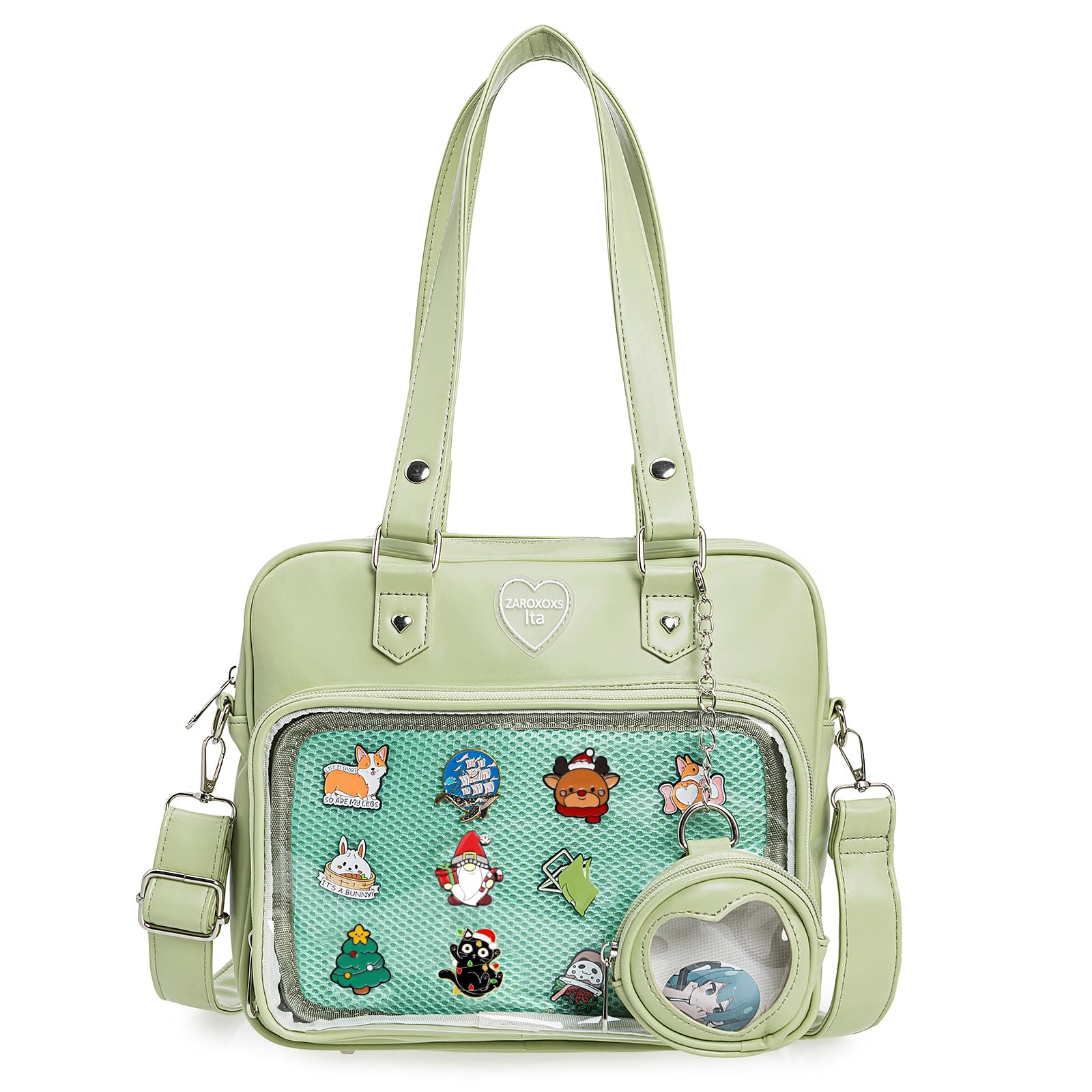 ZAROXOXS Ita Bag Crossbody Handbags Kawaii Shoulder Purse Square Backpack with Insert Anime Pins Display